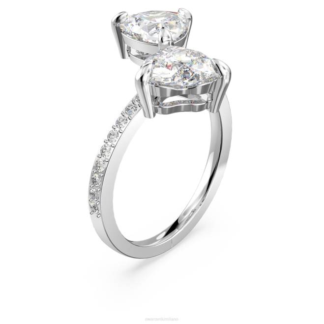 Swarovski DV4B1092 gioielleria cuore, bianco, placcato rodio attrarre l'anello aperto dell'anima