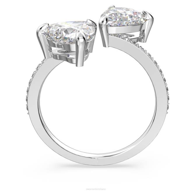 Swarovski DV4B1092 gioielleria cuore, bianco, placcato rodio attrarre l'anello aperto dell'anima