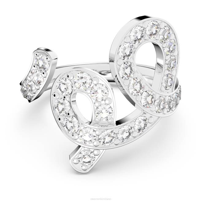 Swarovski DV4B1094 gioielleria cristalli riaccesi, bianchi, rodiati anello fluente