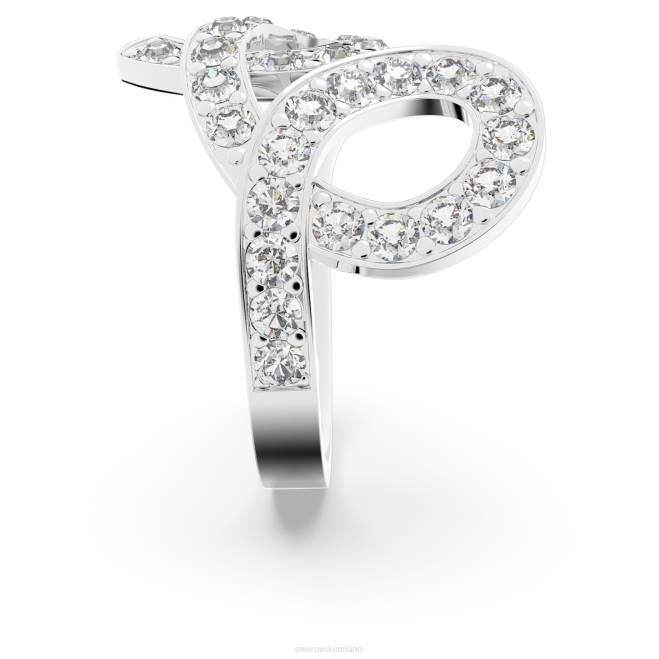 Swarovski DV4B1094 gioielleria cristalli riaccesi, bianchi, rodiati anello fluente
