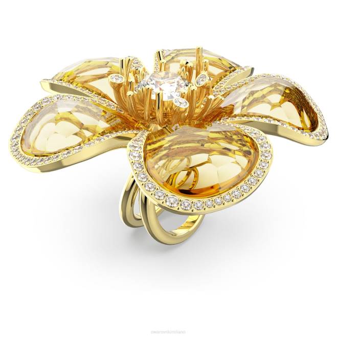 Swarovski DV4B1023 gioielleria fiore, giallo, placcato color oro anello da cocktail floreale