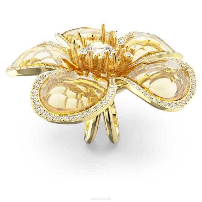 Swarovski DV4B1023 gioielleria fiore, giallo, placcato color oro anello da cocktail floreale