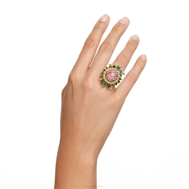 Swarovski DV4B1024 gioielleria tartaruga, multicolore, placcato color oro Anello da cocktail idilliaco