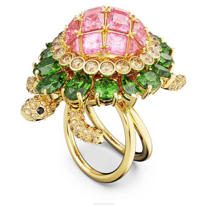 Swarovski DV4B1024 gioielleria tartaruga, multicolore, placcato color oro Anello da cocktail idilliaco