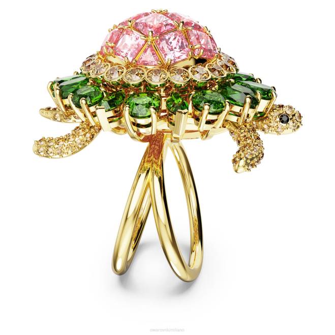 Swarovski DV4B1024 gioielleria tartaruga, multicolore, placcato color oro Anello da cocktail idilliaco