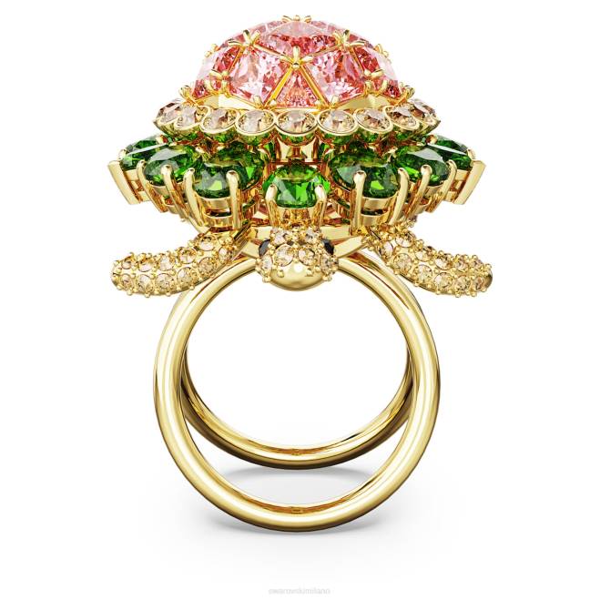 Swarovski DV4B1024 gioielleria tartaruga, multicolore, placcato color oro Anello da cocktail idilliaco