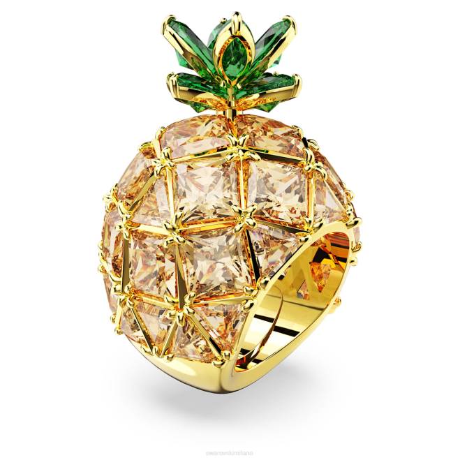 Swarovski DV4B1026 gioielleria ananas, multicolore, placcato color oro Anello da cocktail idilliaco