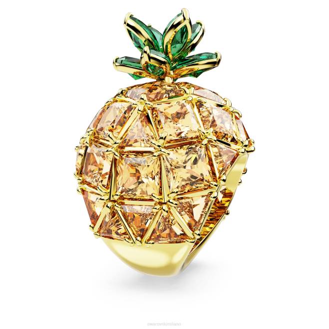 Swarovski DV4B1026 gioielleria ananas, multicolore, placcato color oro Anello da cocktail idilliaco
