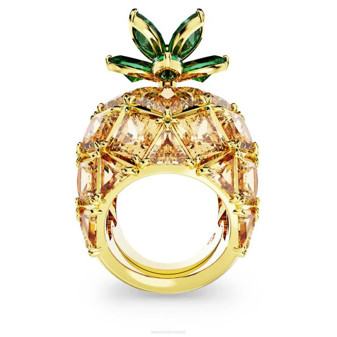 Swarovski DV4B1026 gioielleria ananas, multicolore, placcato color oro Anello da cocktail idilliaco