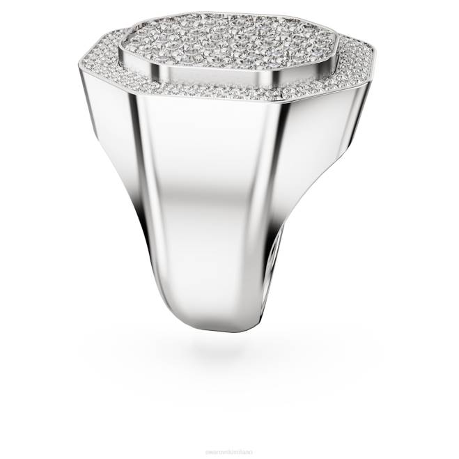 Swarovski DV4B1027 gioielleria forma ottagonale, bianco, placcato rodio anello da cocktail dextera