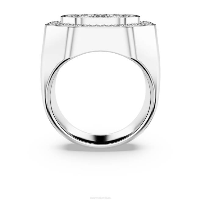 Swarovski DV4B1027 gioielleria forma ottagonale, bianco, placcato rodio anello da cocktail dextera