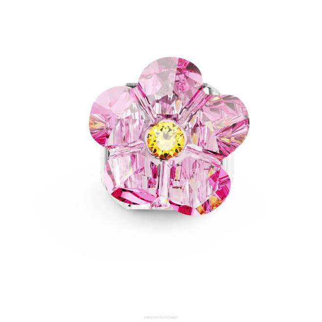 Swarovski DV4B1028 gioielleria fiore, rosa, placcato rodio anello da cocktail floreale