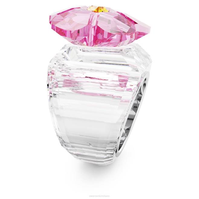 Swarovski DV4B1028 gioielleria fiore, rosa, placcato rodio anello da cocktail floreale
