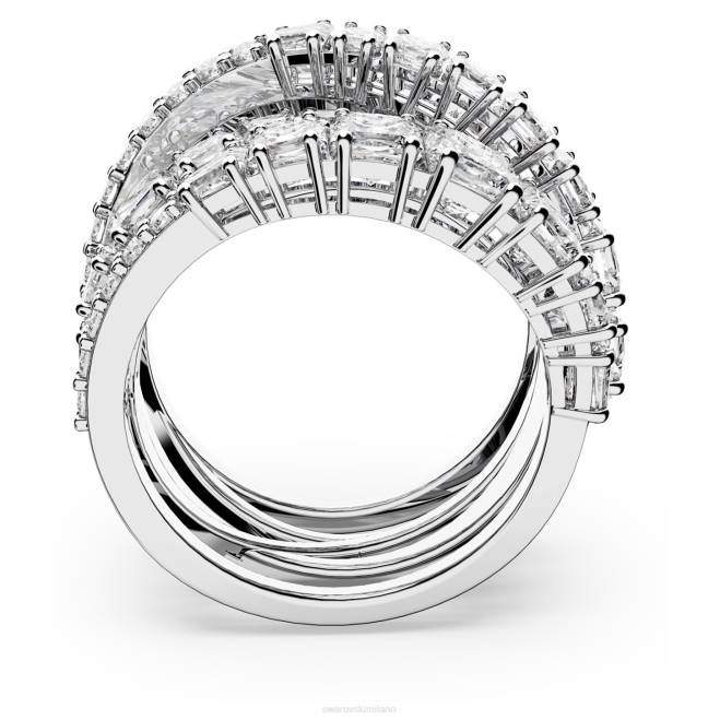 Swarovski DV4B1030 gioielleria tagli misti, bianchi, rodiati anello avvolgente a torsione