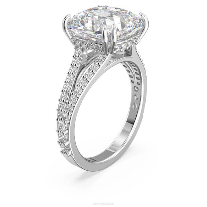 Swarovski DV4B1031 gioielleria taglio quadrato, pavé, bianco, placcato rodio anello da cocktail costellazione