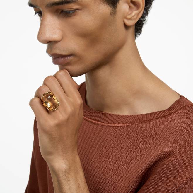 Swarovski DV4B1035 gioielleria cristallo oversize, tonalità oro, placcato tonalità oro anello da cocktail Harmonia