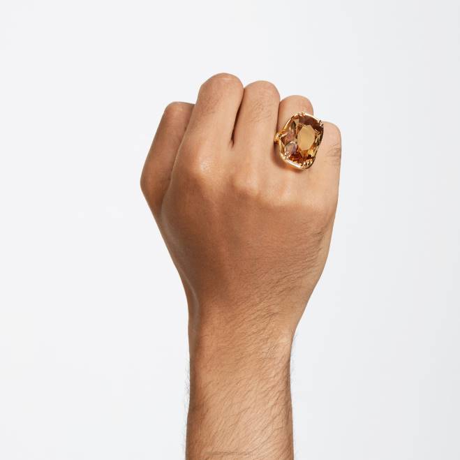 Swarovski DV4B1035 gioielleria cristallo oversize, tonalità oro, placcato tonalità oro anello da cocktail Harmonia