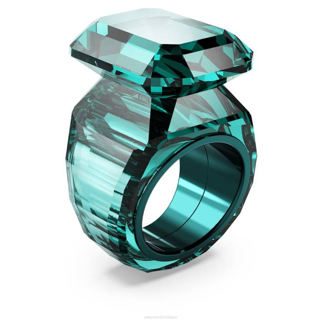 Swarovski DV4B1037 gioielleria taglio ottagonale, verde anello da cocktail lucente