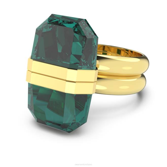 Swarovski DV4B1038 gioielleria chiusura magnetica, verde, placcato color oro anello lucente