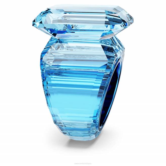 Swarovski DV4B1039 gioielleria taglio ottagonale, blu anello da cocktail lucente
