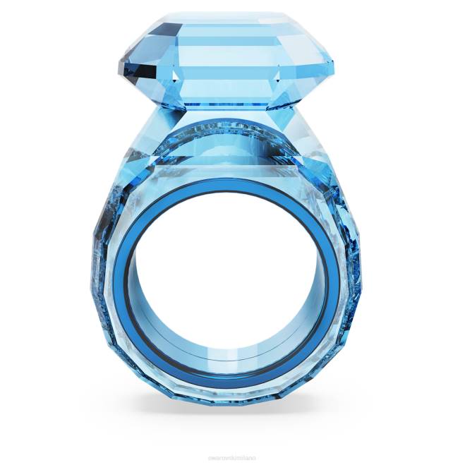 Swarovski DV4B1039 gioielleria taglio ottagonale, blu anello da cocktail lucente