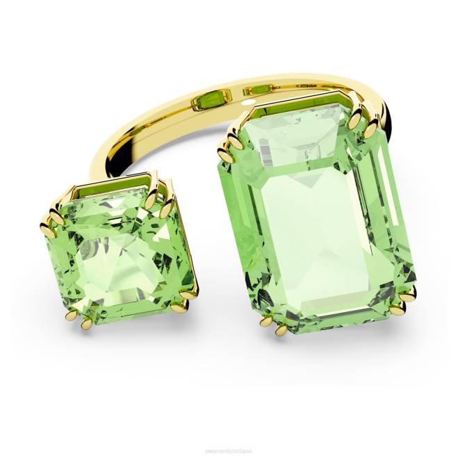 Swarovski DV4B1040 gioielleria taglio ottagonale, verde, placcato color oro anello aperto millennio