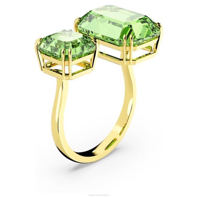 Swarovski DV4B1040 gioielleria taglio ottagonale, verde, placcato color oro anello aperto millennio