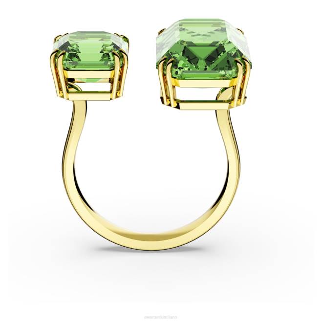 Swarovski DV4B1040 gioielleria taglio ottagonale, verde, placcato color oro anello aperto millennio