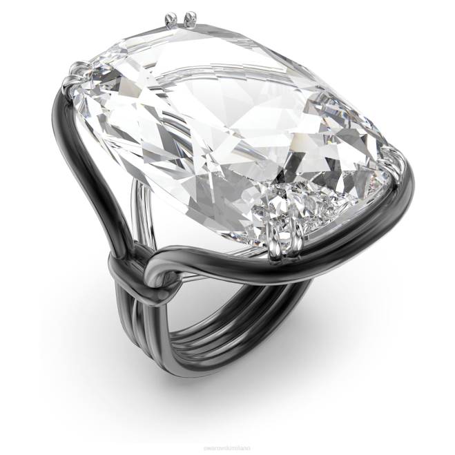 Swarovski DV4B1043 gioielleria cristallo oversize, bianco, finitura metallo misto anello da cocktail Harmonia