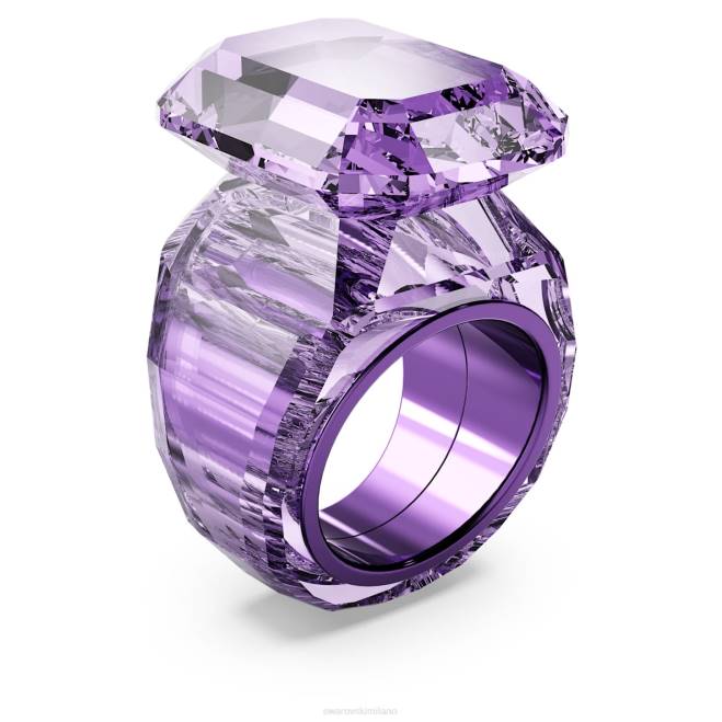 Swarovski DV4B1047 gioielleria taglio ottagonale, viola anello da cocktail lucente