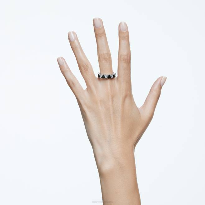 Swarovski DV4B1050 gioielleria taglio a triangolo, nero, placcato rodio anello da cocktail ortyx