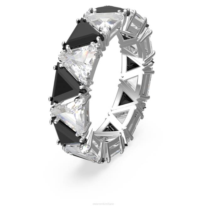 Swarovski DV4B1050 gioielleria taglio a triangolo, nero, placcato rodio anello da cocktail ortyx