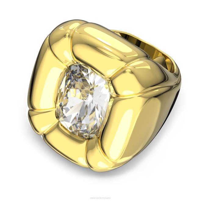 Swarovski DV4B1053 gioielleria taglio a cuscino, tono oro, placcato color oro anello da cocktail dulcis
