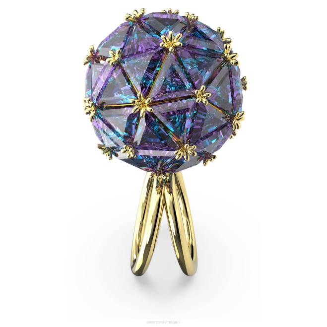 Swarovski DV4B1054 gioielleria taglio a triangolo, blu, placcato color oro anello da cocktail curioso