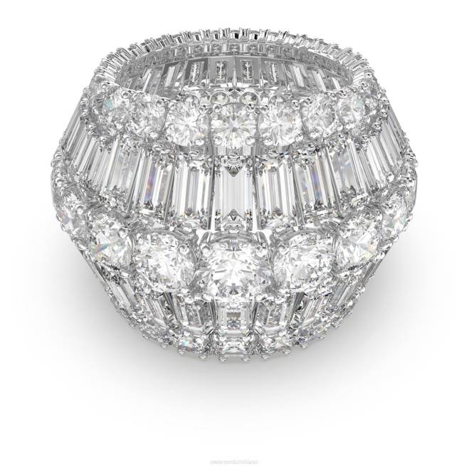 Swarovski DV4B1057 gioielleria tagli misti, bianchi, rodiati anello cocktail iperbole