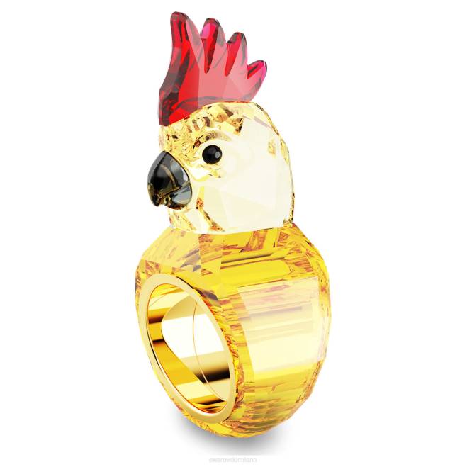 Swarovski DV4B1059 gioielleria pappagallo, multicolore, placcato color oro Anello da cocktail idilliaco