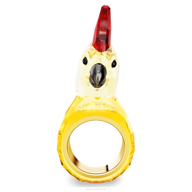 Swarovski DV4B1059 gioielleria pappagallo, multicolore, placcato color oro Anello da cocktail idilliaco