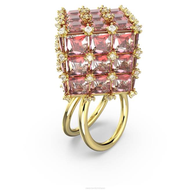 Swarovski DV4B1061 gioielleria taglio quadrato, arancione, placcato color oro anello da cocktail curioso