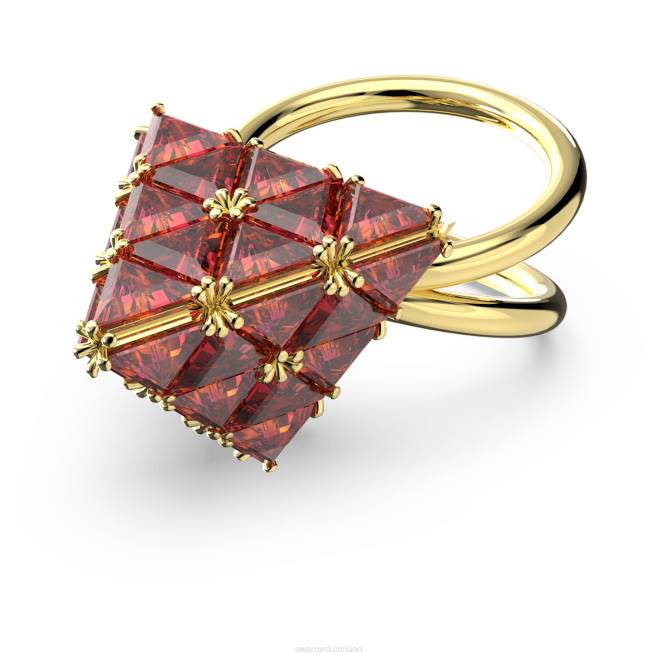 Swarovski DV4B1062 gioielleria taglio a triangolo, rosso, placcato color oro anello da cocktail curioso