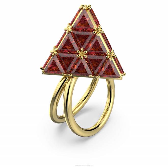 Swarovski DV4B1062 gioielleria taglio a triangolo, rosso, placcato color oro anello da cocktail curioso