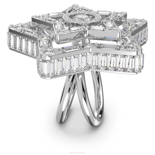 Swarovski DV4B1066 gioielleria tagli misti, stella, bianco, rodiato anello da cocktail stella