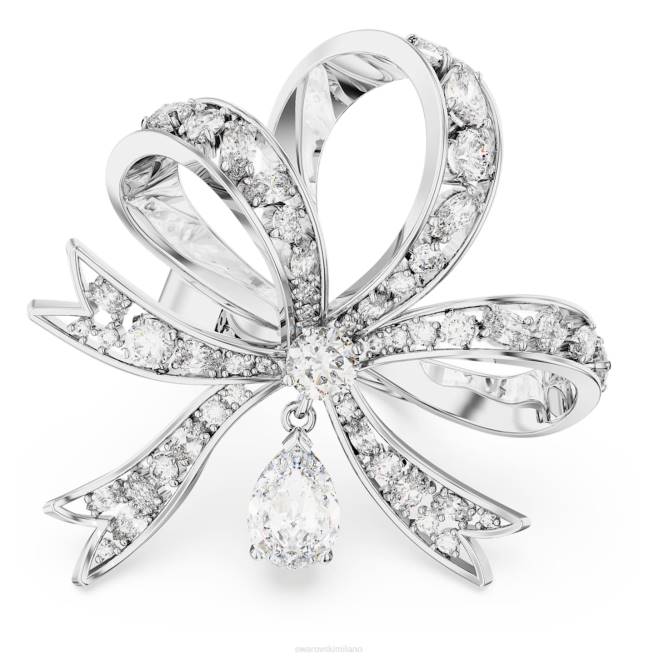 Swarovski DV4B1067 gioielleria fiocco, bianco, placcato rodio anello da cocktail Volta