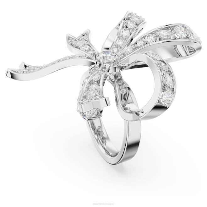 Swarovski DV4B1067 gioielleria fiocco, bianco, placcato rodio anello da cocktail Volta