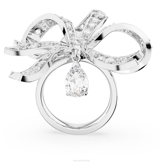 Swarovski DV4B1067 gioielleria fiocco, bianco, placcato rodio anello da cocktail Volta