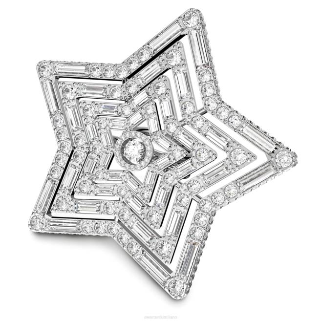 Swarovski DV4B1068 gioielleria tagli misti, stella, bianco, rodiato anello stellare