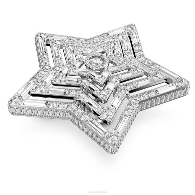Swarovski DV4B1068 gioielleria tagli misti, stella, bianco, rodiato anello stellare