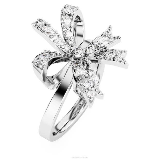 Swarovski DV4B1071 gioielleria fiocco, bianco, placcato rodio anello da cocktail Volta