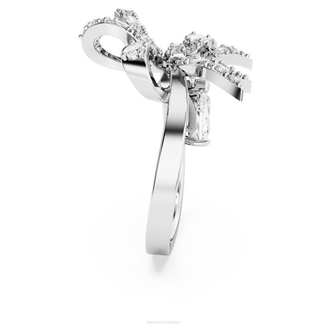 Swarovski DV4B1071 gioielleria fiocco, bianco, placcato rodio anello da cocktail Volta