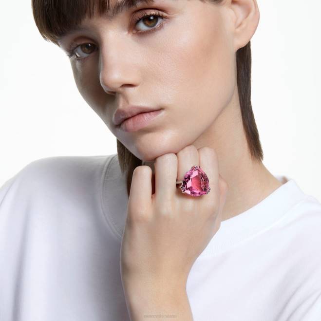 Swarovski DV4B1073 gioielleria taglio trilliant, rosa, placcato rodio Anello da cocktail Millenia