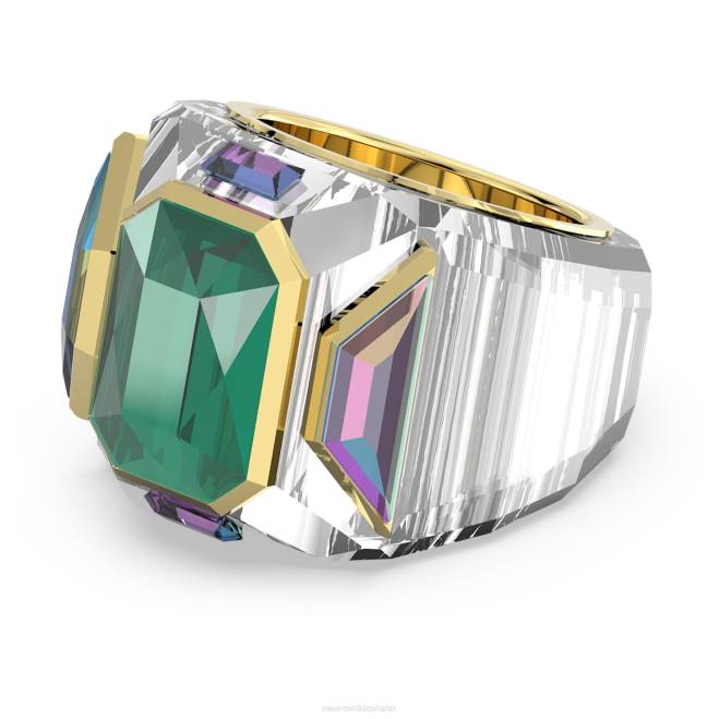 Swarovski DV4B1074 gioielleria verde, placcato color oro anello da cocktail cromato